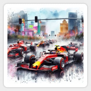 Artistic illustration of high speed racing cars in Las Vegas Magnet